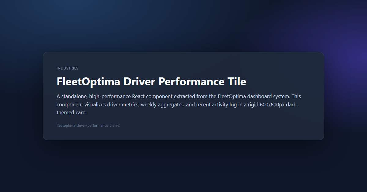 FleetOptima Driver Performance Tile