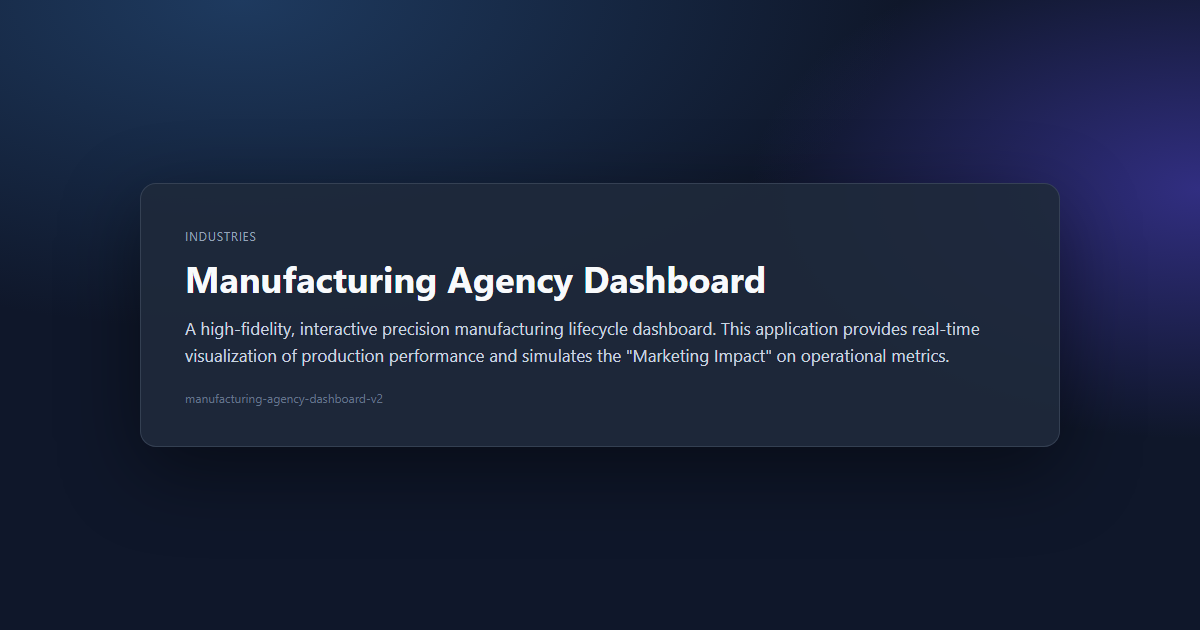 Manufacturing Agency Dashboard