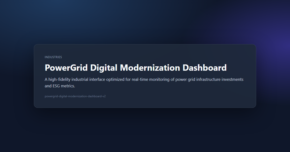 PowerGrid Digital Modernization Dashboard