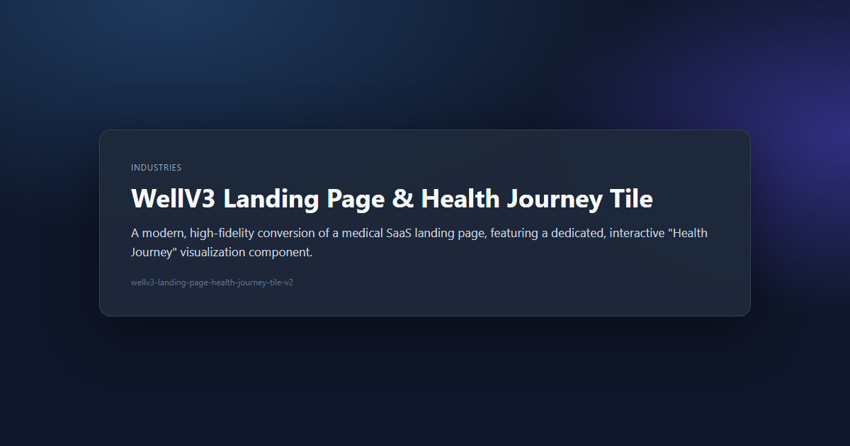 WellV3 Landing Page & Health Journey Tile